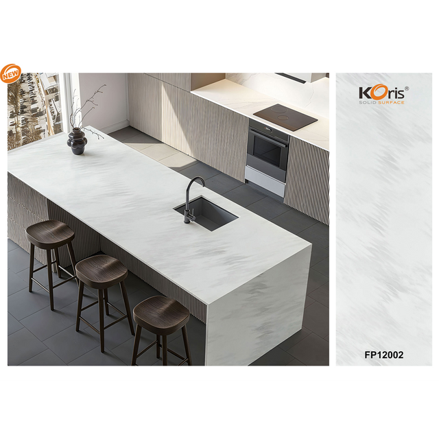 FP12002 Customize Color 10 Years Warranty OEM 6-30mm Big Slab Kitchen And Bathroom Heat Resistance Solid Surface Countertops