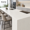 Modern cream-white marble-patterned kitchen island counter